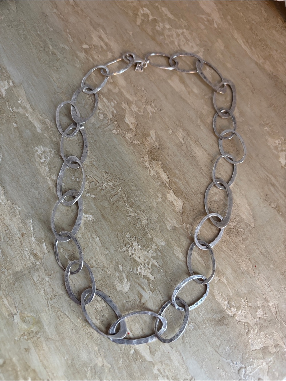 Silpada Sterling Silver Hammered Link Necklace - Silver